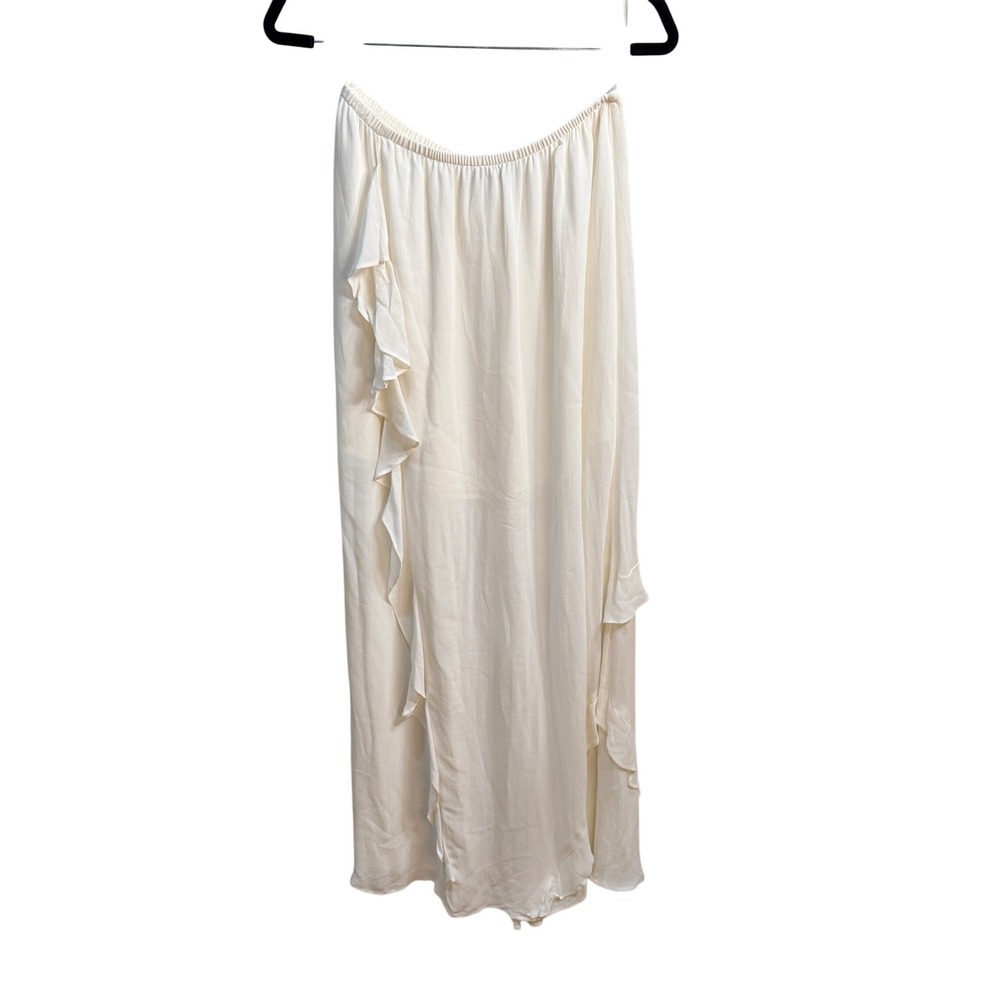 Reformation Ivory Ruffle Maxi Skirt Bohemian Flowy Beach Vacation Size Large